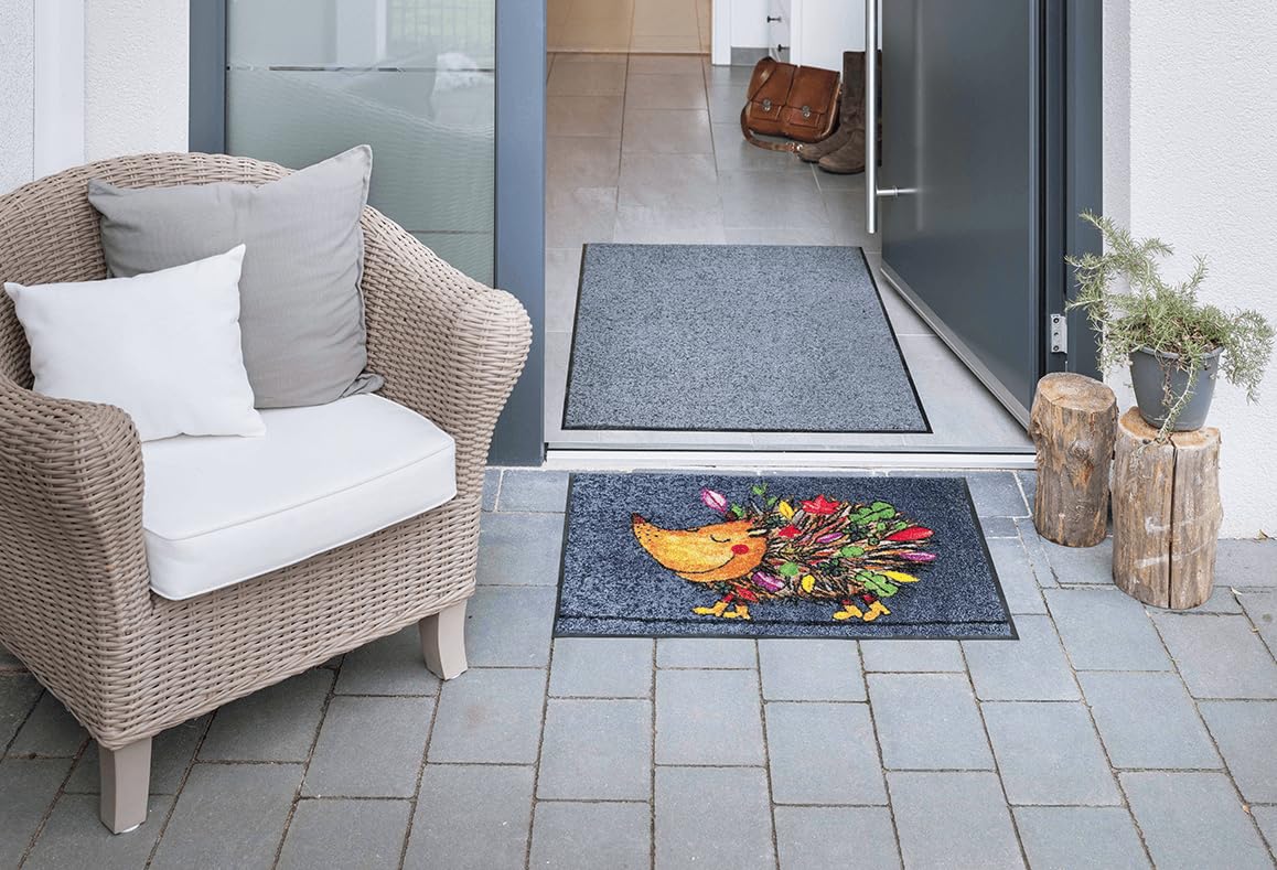 Salonloewe Fussmatte Funky Hedgy I Schmutzfangmatte & Fußabtreter für Innen 50 x 75 cm