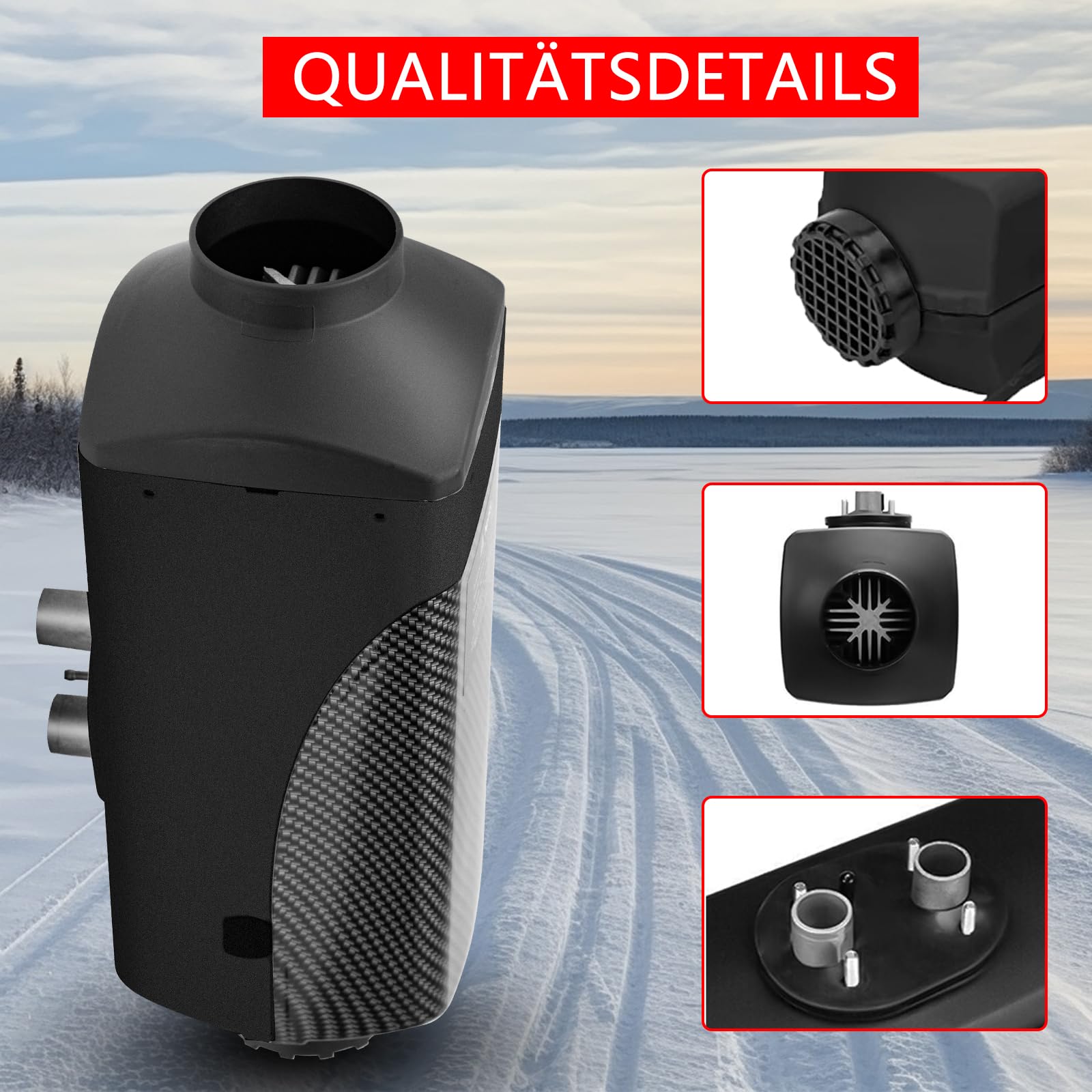 5KW 12V Diesel-Lufterhitzer,LCD Temperaturregler Monitor 10L Schalldämpfer Fernbedienung Diesel Standheizung with leise Raumlufterhitzer-Kit, verwendet für Auto Boote LKW Wohnmobil. (Schwarz)