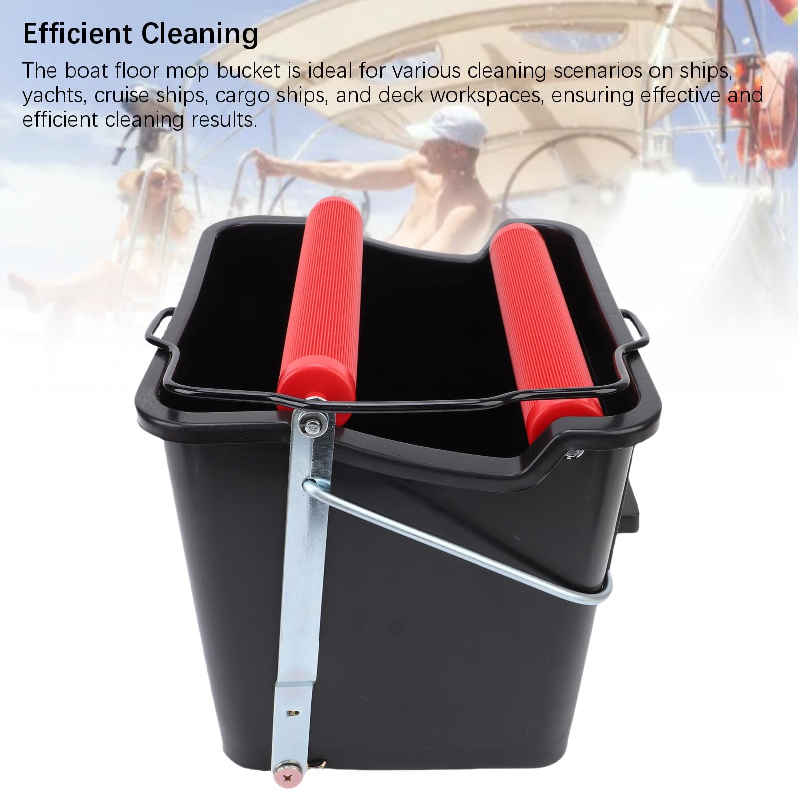 Generic Cubo de Fregona Giratoria con Pedal de 14L, de Limpieza de Suelo de Metal ABS Duradero para Uso Doméstico y Marino, Tamaño Compacto