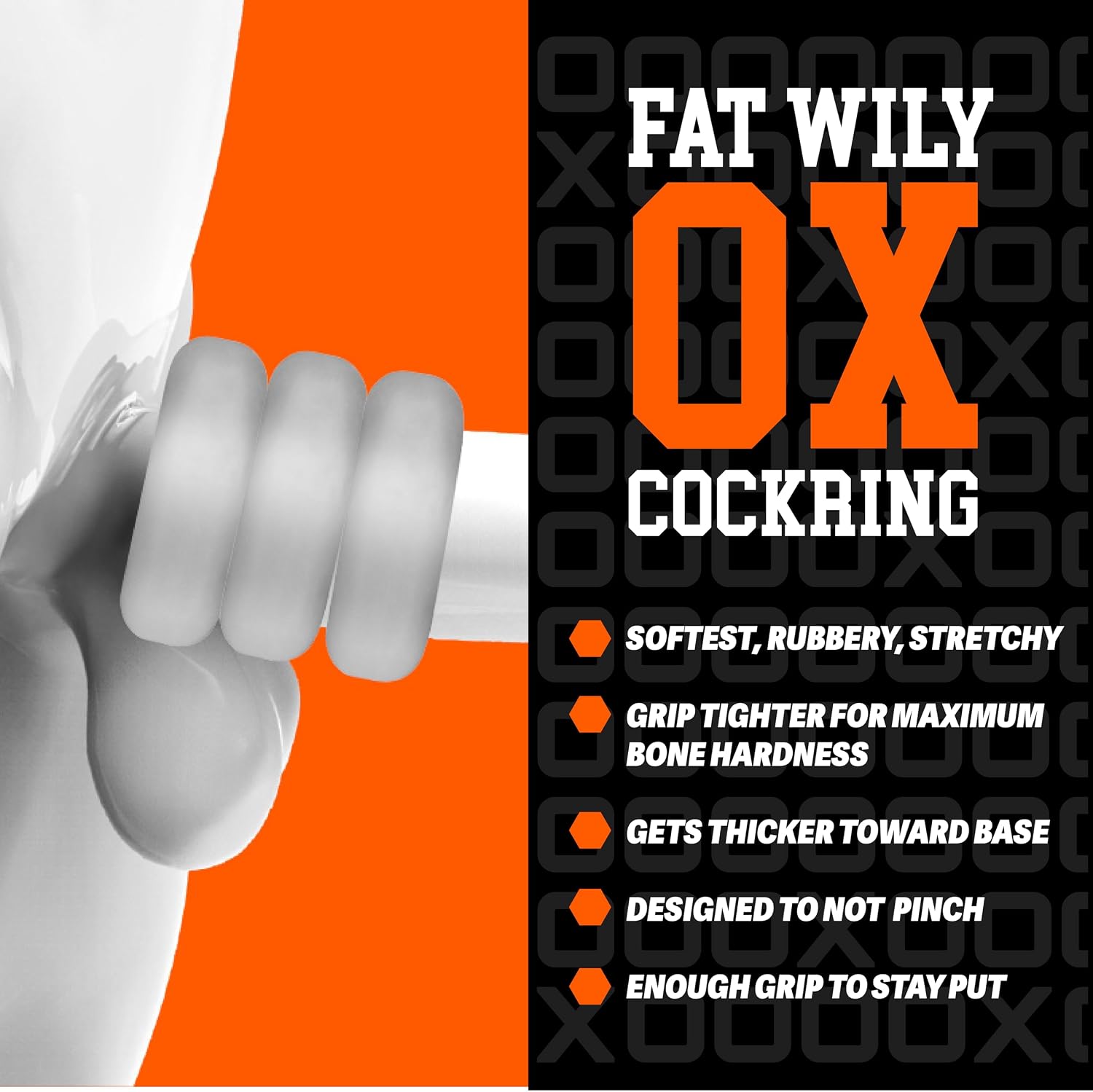 Oxballs - Fat Willy Silicone Cock Ring, Jumbo Cock & Ball Ring, Couples Adult Toys, Mens Pleasure Accessories, Clear, 3-Pack