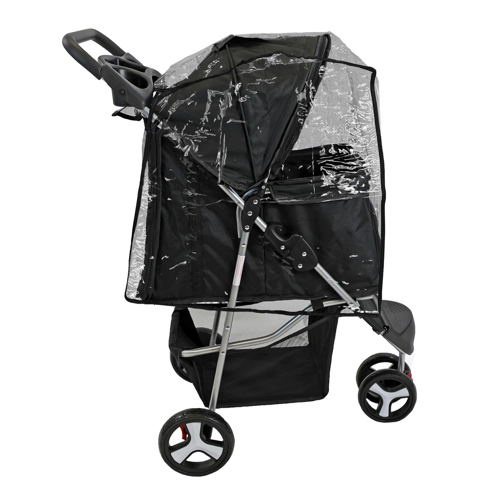 Actiaspet - Foldable Pet Stroller with Weather Protection and Swivel Wheels | 15kg Carrying Capacity (Black, Stroller + Cover)