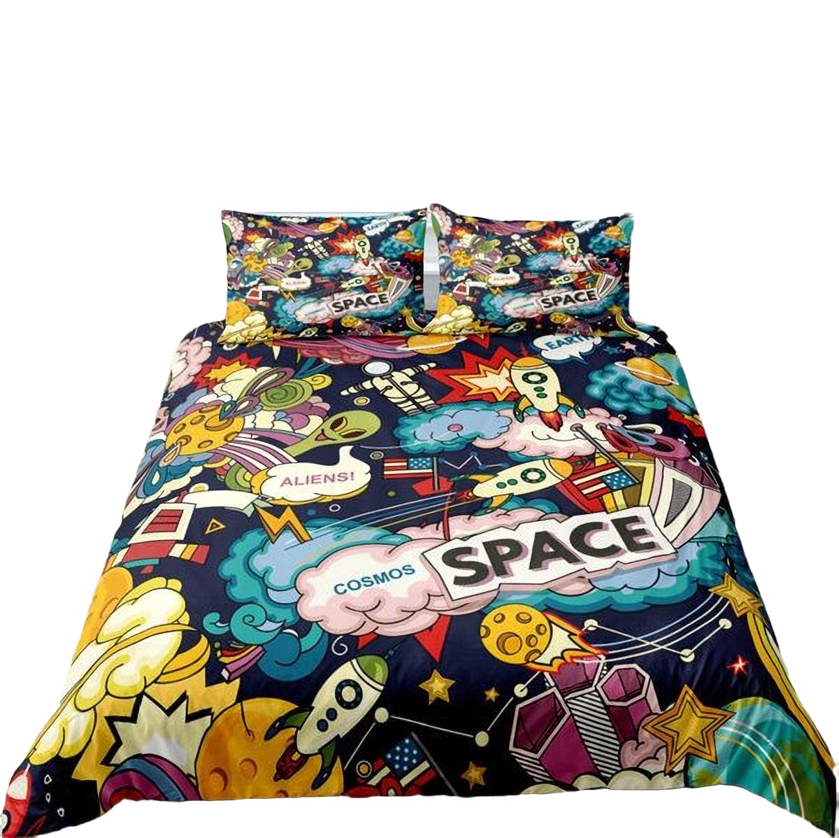 Funda Nordica Cama 90/105/135/150 Infantil Juveniles Chico Pintada Hip Hop Multicolor Microfibra Cremallera Juego De Cama Funda De Edredón Ropa De Cama 3 Piezas (Negro,Cama 105 (200 x 200 cm))