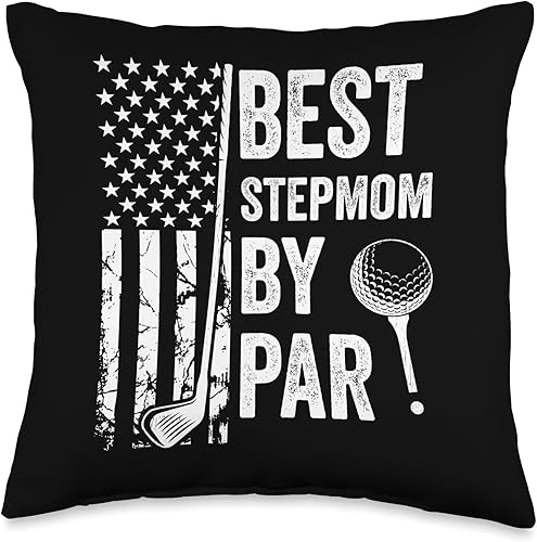 Miniatura 4 de Best Dad By Par Golfing Apparel by AlphaONE Best Stepmom by Par USA Flag Mother's Day Golfing Mom Throw Pillow, 18x18, Multicolor