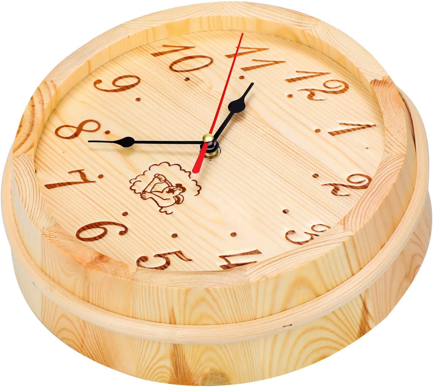 P&BEXC Wooden Sauna Clock, Timer Clock for Sauna Room, Sauna Accessories Made of White Pine, Decorative Round Wall Clock Also for a Outdoor Clock : Garden & Outdoor