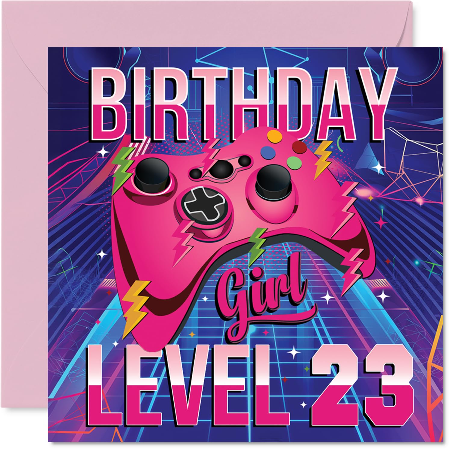 23rd Birthday Cards for Women - Gamer Level - Happy Birthday Card for 23 Year Old Woman Friend Granddaughter Colleague Niece, 145mm Bday Greeting Cards