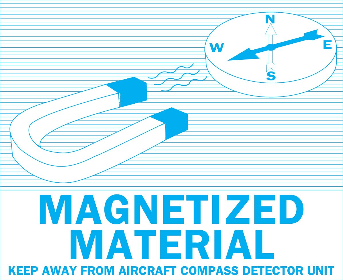 Brady 63241, Hazardous Matl Container Shipping Labels, 3 9/16" Height x 4 5/16" Width, Blue on White, Legend "Magnetized Material Keep Away From Aircraft Compass Detector Unit" (500 per Roll)