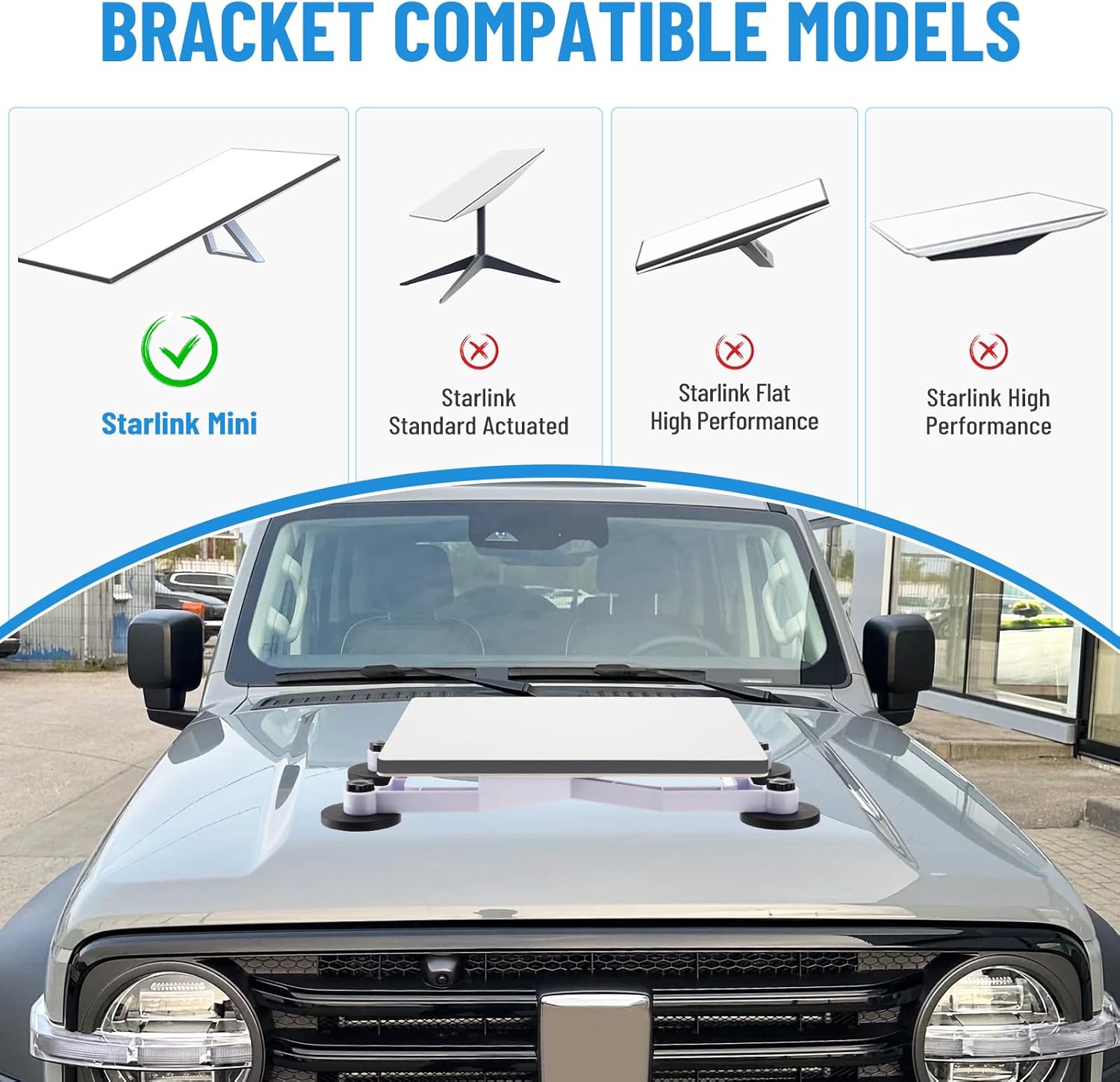 Starlink Mini Car Roof Mount with Suction Cups & Magnets, Portable 360° Adjustable Holder for RVs, Trucks, Sunroofs, Outdoor Travel, Camping Use & Off-Grid Travel