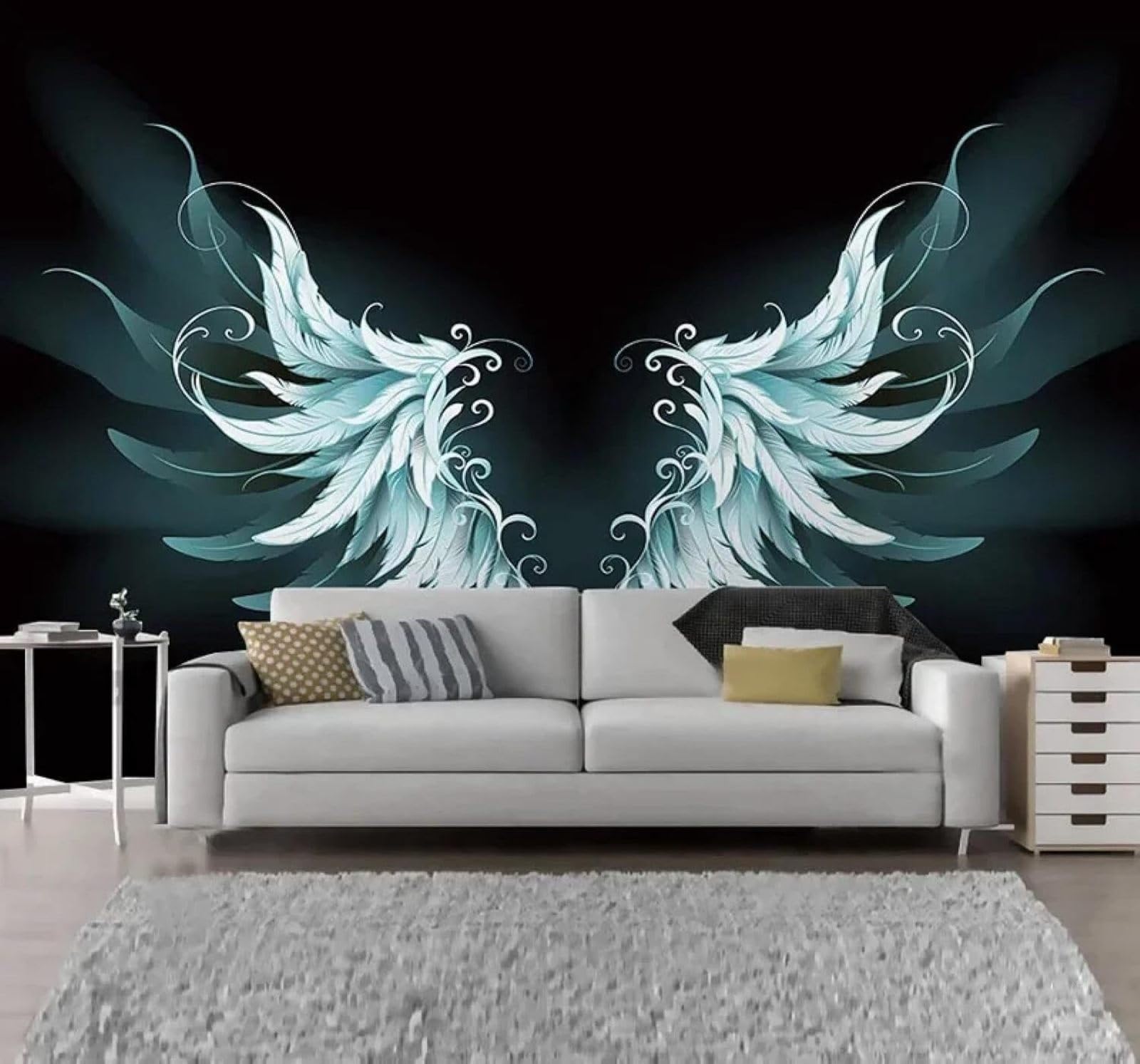 Tzxztt 250Cm×170Cm(B×H) Creative Beautiful Feathers Wings Art Modern 3D Wallpaper Premium Textured Silk Neutral Tones Material Ideal For Living Room Bedroom-250Cm×170Cm