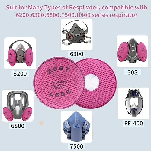 Miniatura 9 de 20Pcs10Pairs 2091 Respirator Filters, High-Efficiency Dustproof Filter Cotton, 2091 Particulate FilterCartridges for 6200, 6502, 6800, 7502 etc