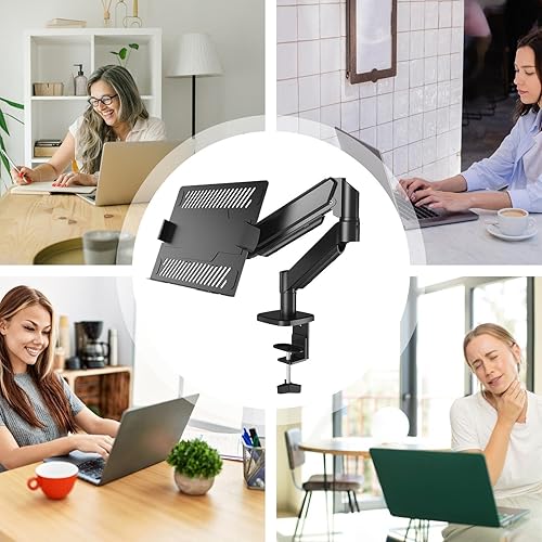 Miniatura 5 de Telescopic Stand for Laptop Display, with Stable Elevation Support, Black, Computer Bracket Adjustable Display Arm, Tablet Holder Desktop Clamp