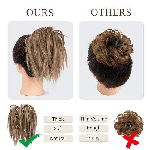 Miniatura 4 de CJL HAIR Tousled Updo - Extensiones de cabello sintético sintético para mujeres y niñas (marrón claro)