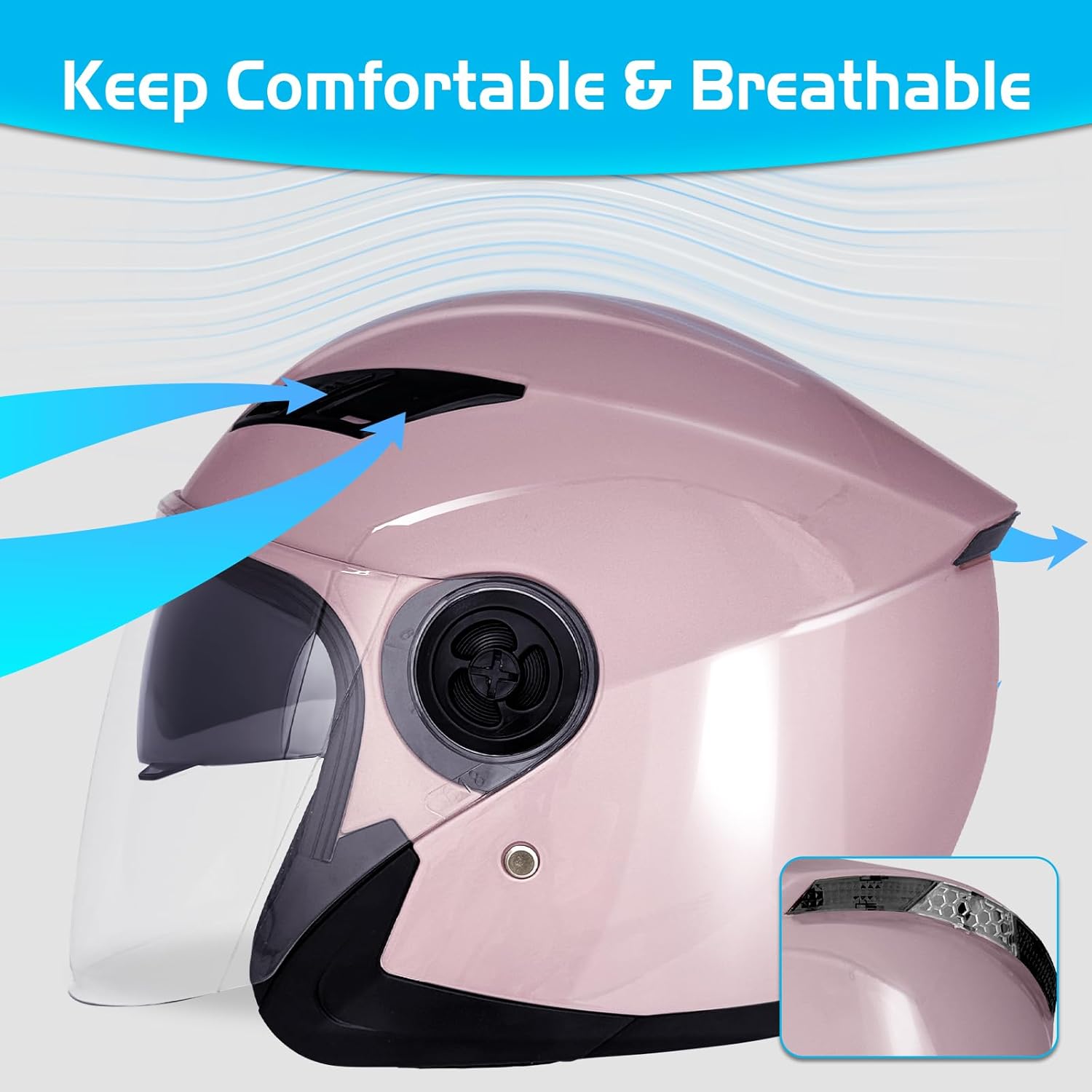 Motorcycle Open Face Helmet Adult 3/4 Half Helmets for Motor-Bike Scooter Biker Men Women DOT Approved