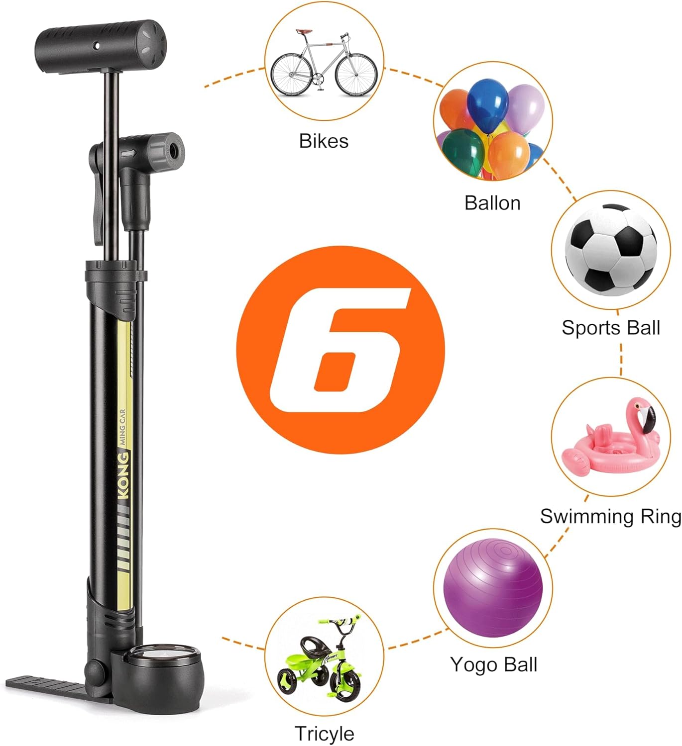 KONG MING CAR Bicycle Pump, 120 PSI Bicycle Pump, All Valves, Compact for Presta and Schrader and Dunlop Valves, Mini Bicycle Floor Pump for Road Bike, Mountain Bike 7 71DwcOedM2L. AC SL1500
