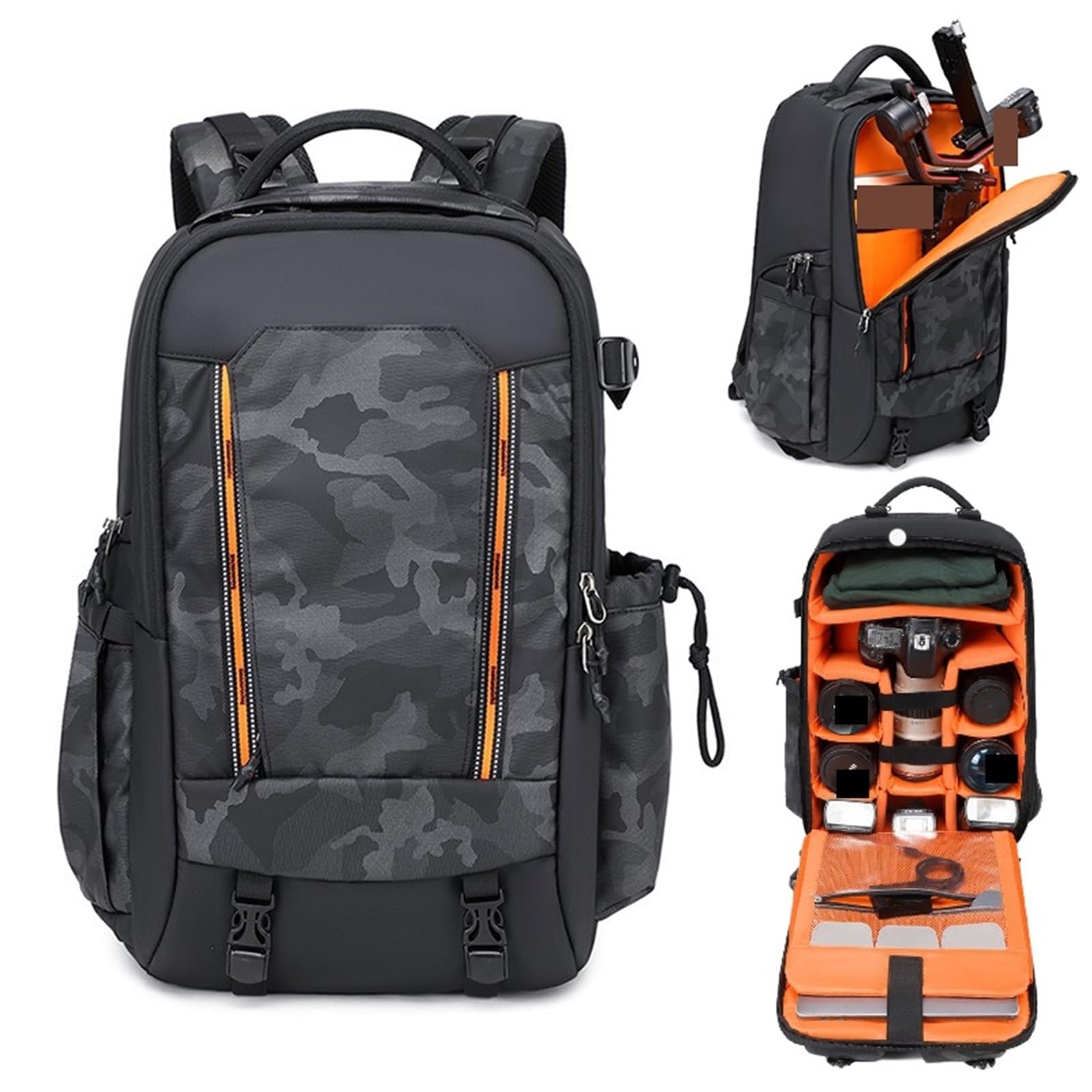 Zaino Fotografico Zaino fotografico Borsa for fotocamera reflex in tela for esterno di grande capacità fotografica con scomparto superiore e inferiore