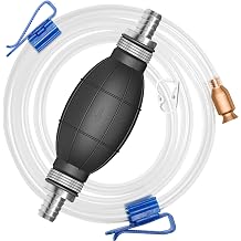 Siphon Pump - Gasoline Transfer Pump, Portable Hand Fuel Siphon Pump with 10 Ft PVC Hoses, Manual Gas Syphon Pump for Oil, Diesel, Water, Liquid, Fluid