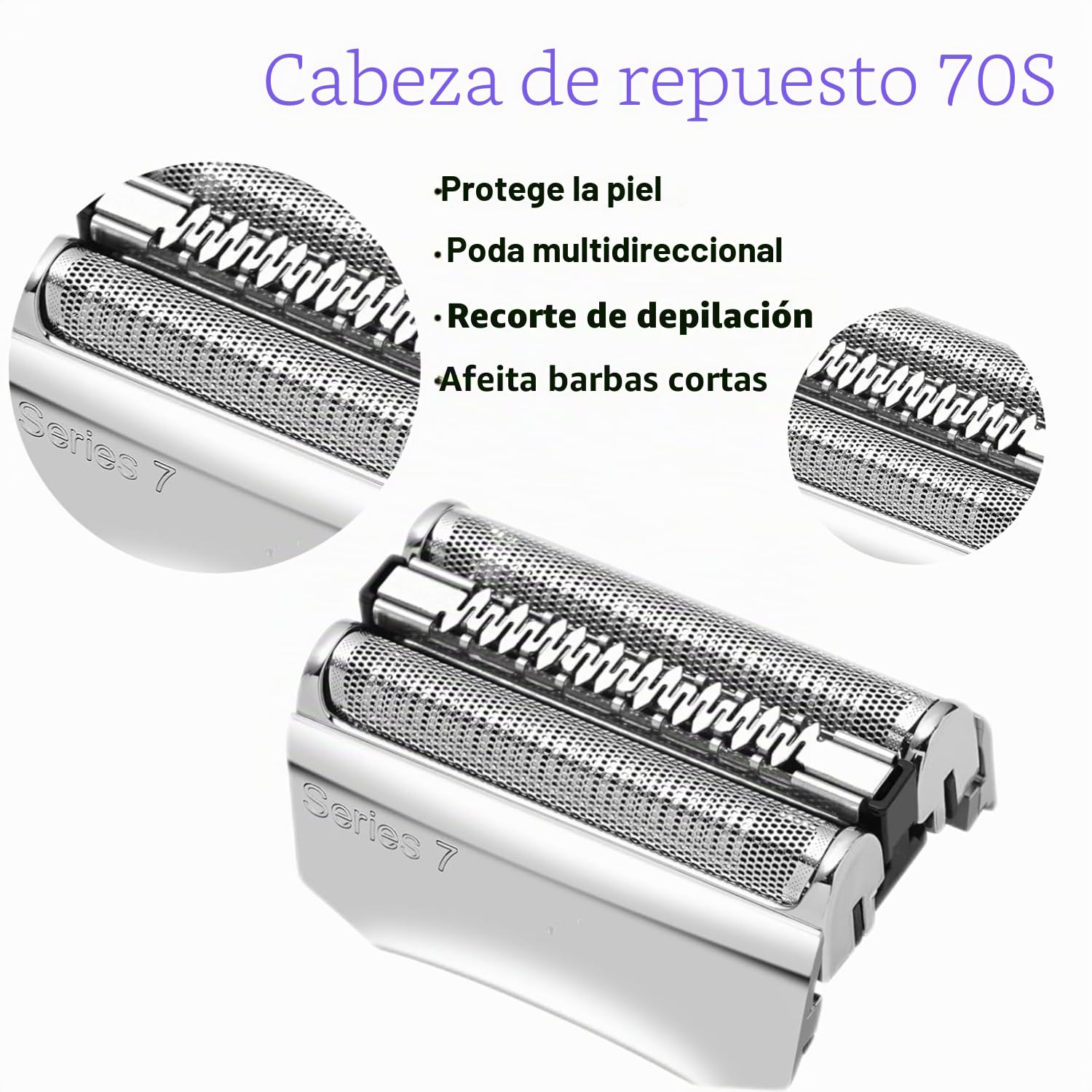 Series 7 70S - Cabezal de repuesto para maquinilla de afeitar eléctrica, compatible con maquinillas de afeitar Series 7 720cc, 730cc, 735s, 750cc, 760cc, 790cc y 795cc