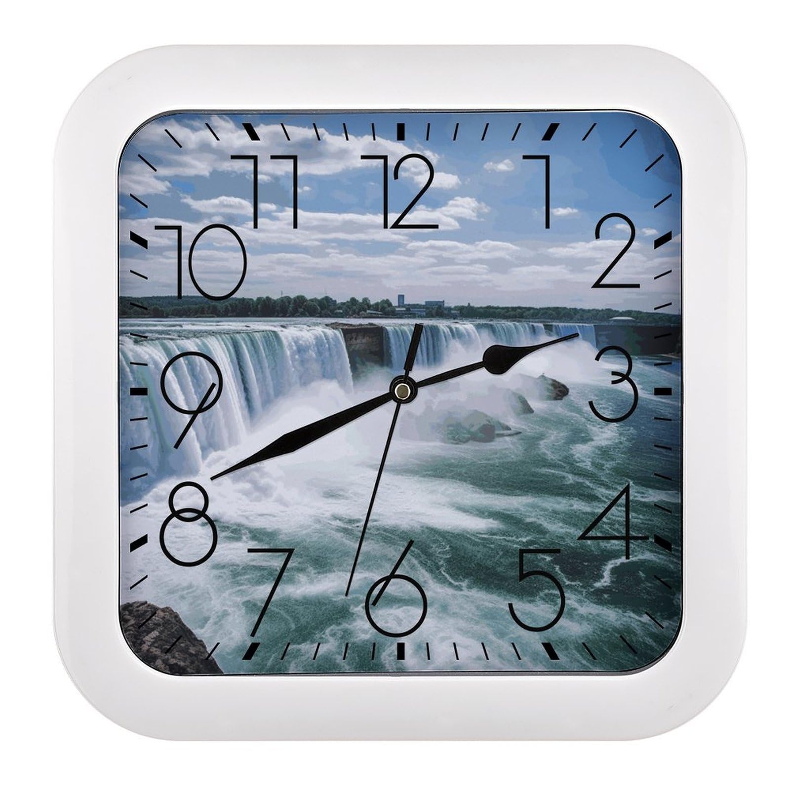 FekiLoot Niagara Falls Wall Clock 10.2" Modern Farmhouse Square Clocks Silent No Ticking, Wall Art and Timepiece Clock for Shelf Table Mantel Or Bedside Clocks