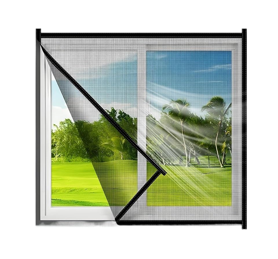 Mosquitera de fibra de vidrio negra para ventanas, pantalla de malla de 65 x 85 cm