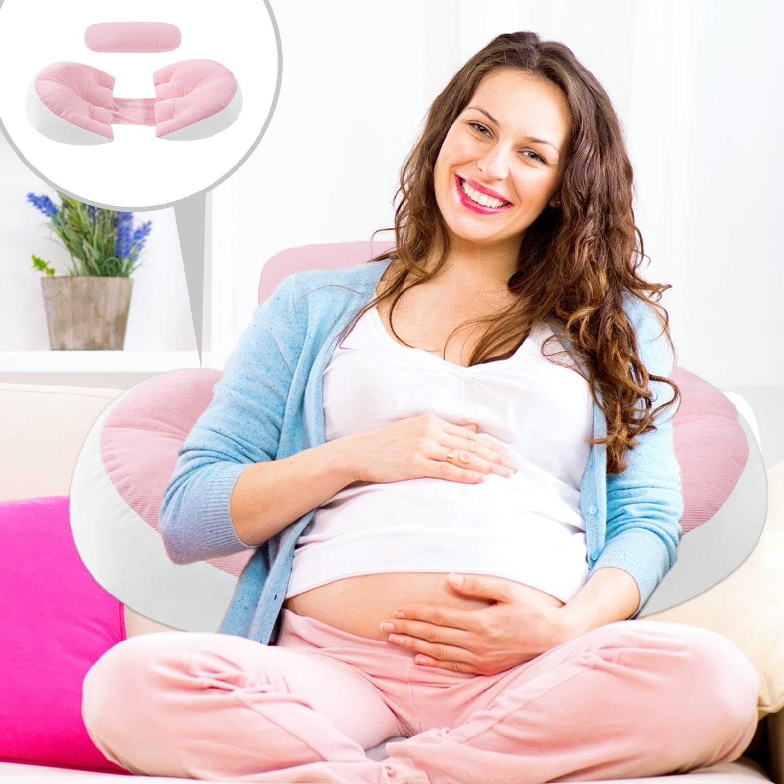 Coussin de soutien du ventre pour dormir sur le côté – Coussin de maternité cale de grossesse | Housses détachables, tissu respirant | Soutient le dos, les jambes et le ventre