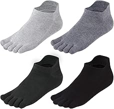 Meaiguo Toe Socks No Show Running Five Finger Crew Socks for Men Women 4 Pack