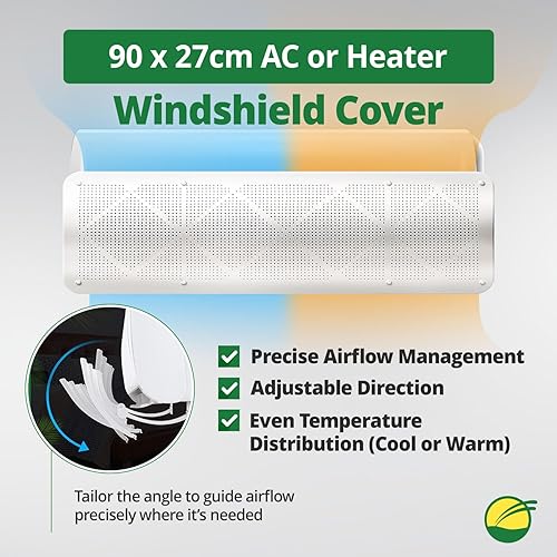 Miniatura 3 de Deflector de aire acondicionado para parabrisas de 35.4 x 10.6 in  Deflectores de ventilación de aire de CAcalentador ajustables, unidad de pared