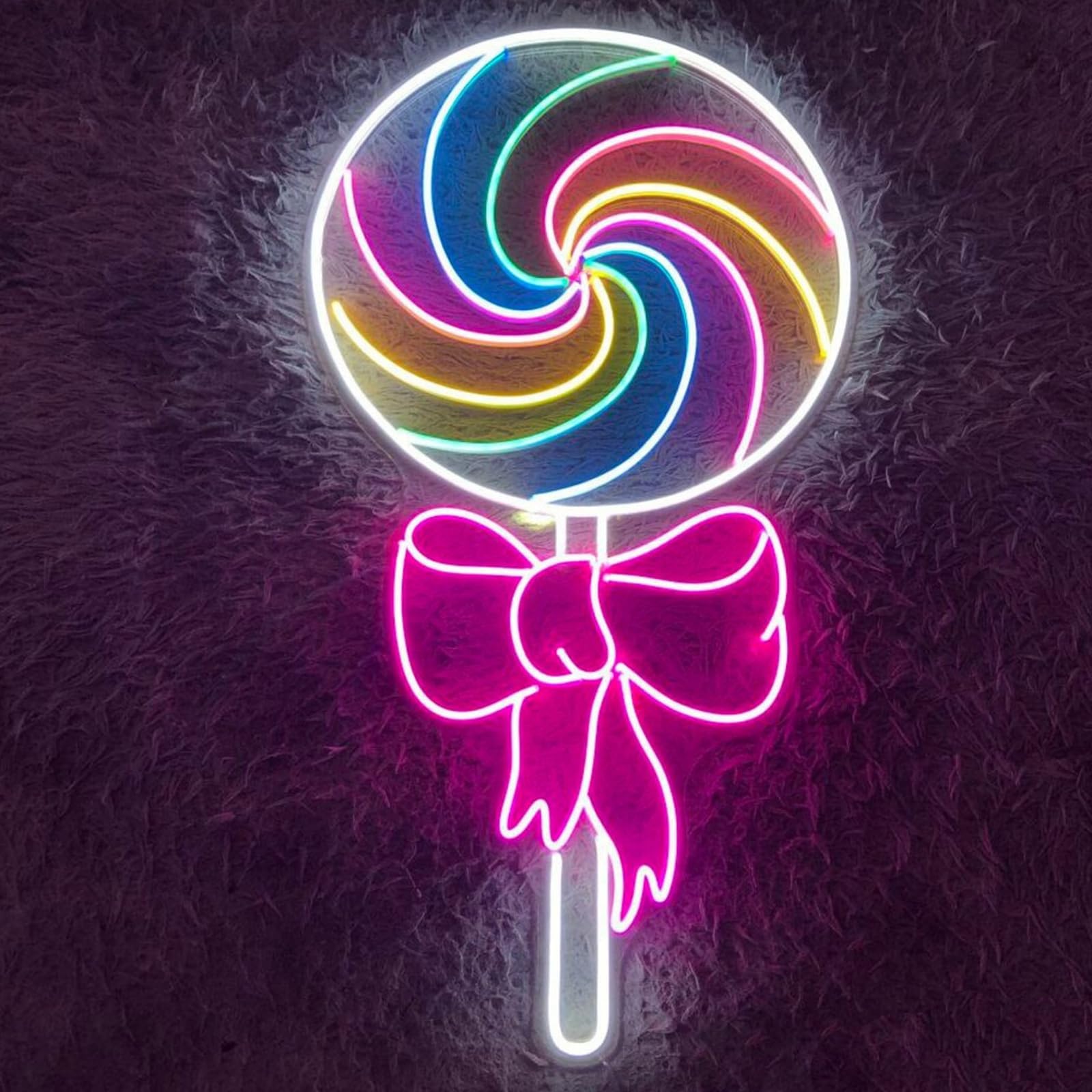 Lollipop Neon Sign 18 inches Led Sweet Lollipop Light Up Signs Wall Decor for Home Bedroom Candy Store Bar Club Party Decorations