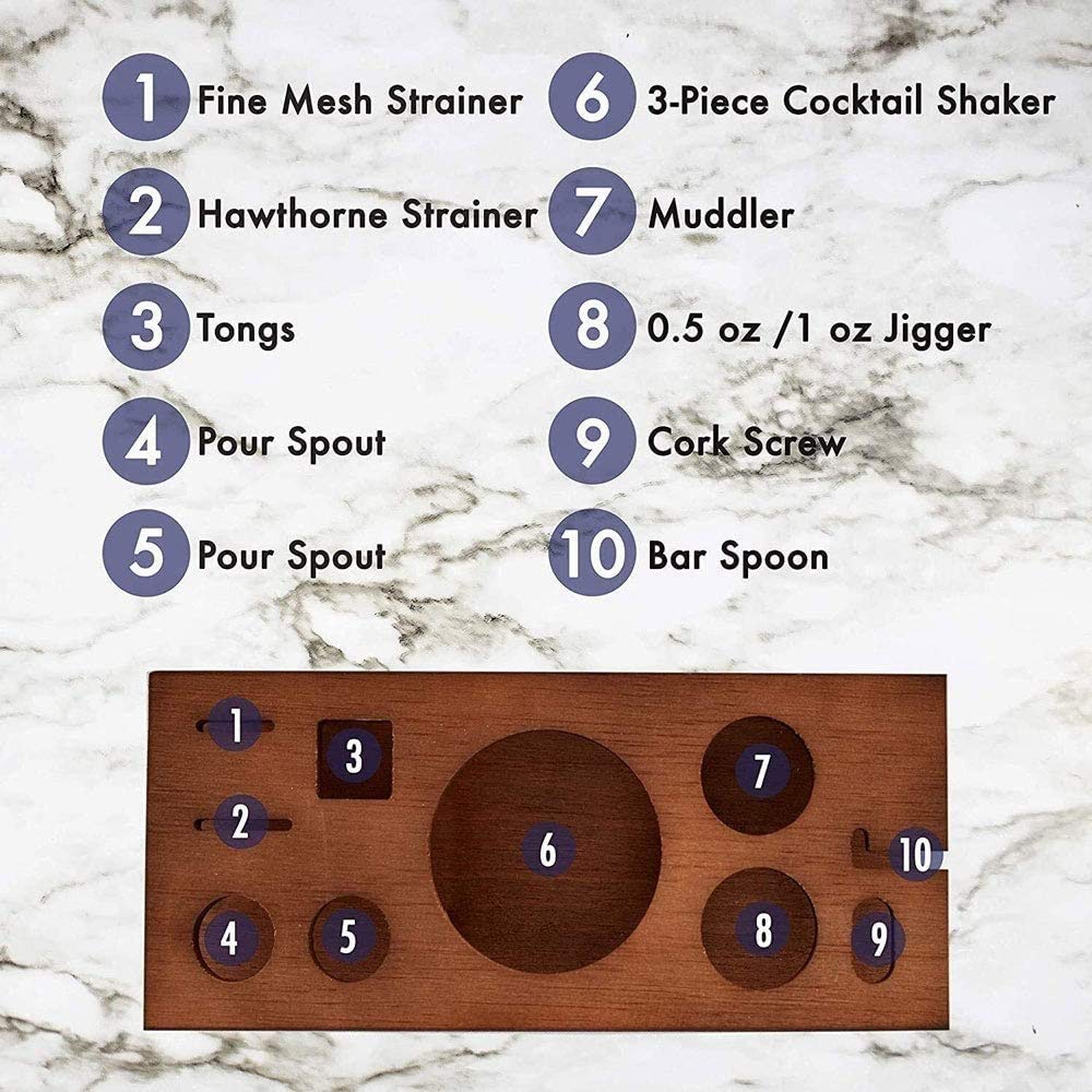 Kit Barista,Set di Utensili da Bar,Kit for la casa Perfetta for Bartending e Martini Cocktail Shaker Set for Un'Esperienza di miscelazione Fantastica Bevanda,11 Pezzi