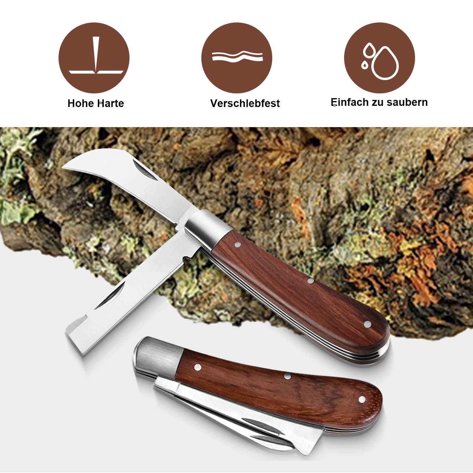 Coltello da Innesto Pieghevole, con 2 Lame in Acciaio Inossidabile, Roncola da Giardino Multifunzione per Innesti e Riparazione