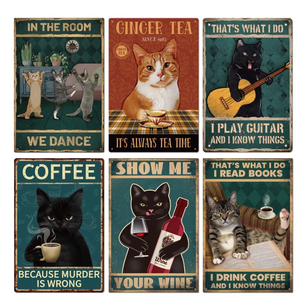 Plaque En étain Chat Endormi - Déco Murale Vintage 20x30cm Pour Maison, Bar Ou Café