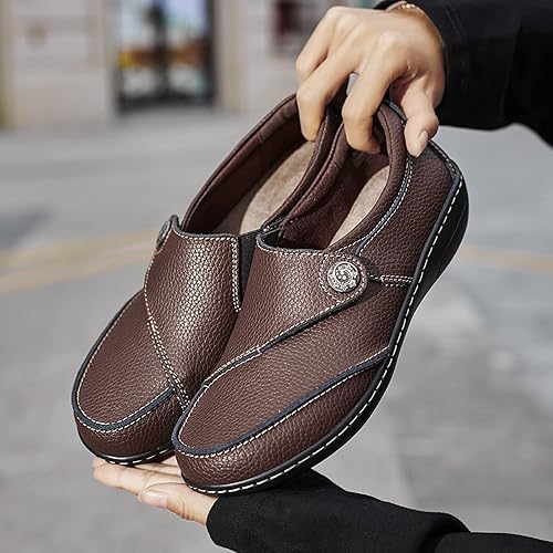 Miniatura 6 de Geoeleph - Mocasines de cuero para mujer, cómodos, planos, para caminar, con cordones, informales