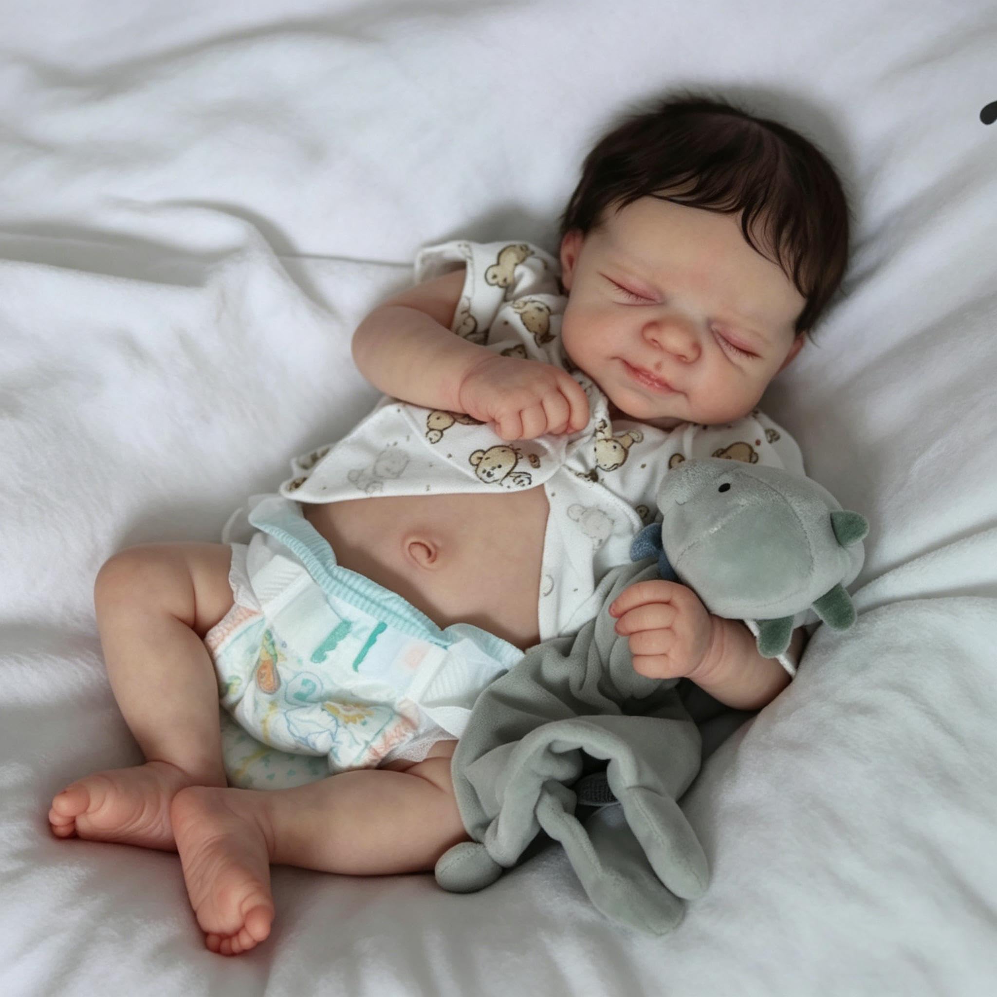 RXDOLL Realistyczne lalki Reborn Baby Lalki silikonowe na całe ciało dla dziewczynki 45 cm pełne silikonowe realistyczne noworodka lalka bobas realistyczne reborn niemowlęta lalki prawdziwe życie jak
