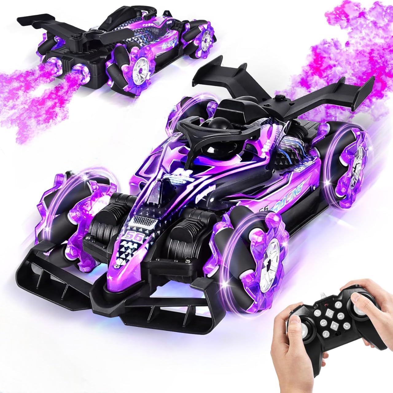 RAMNATH F1 Formula RC Car for Kids 3+ Age with Double Mist Spray & Flashing LED Lights, 360° Rotation Drift, High Speed Remote Control Racing Stunt Car Gift for Boys & Girls (Multicolor).