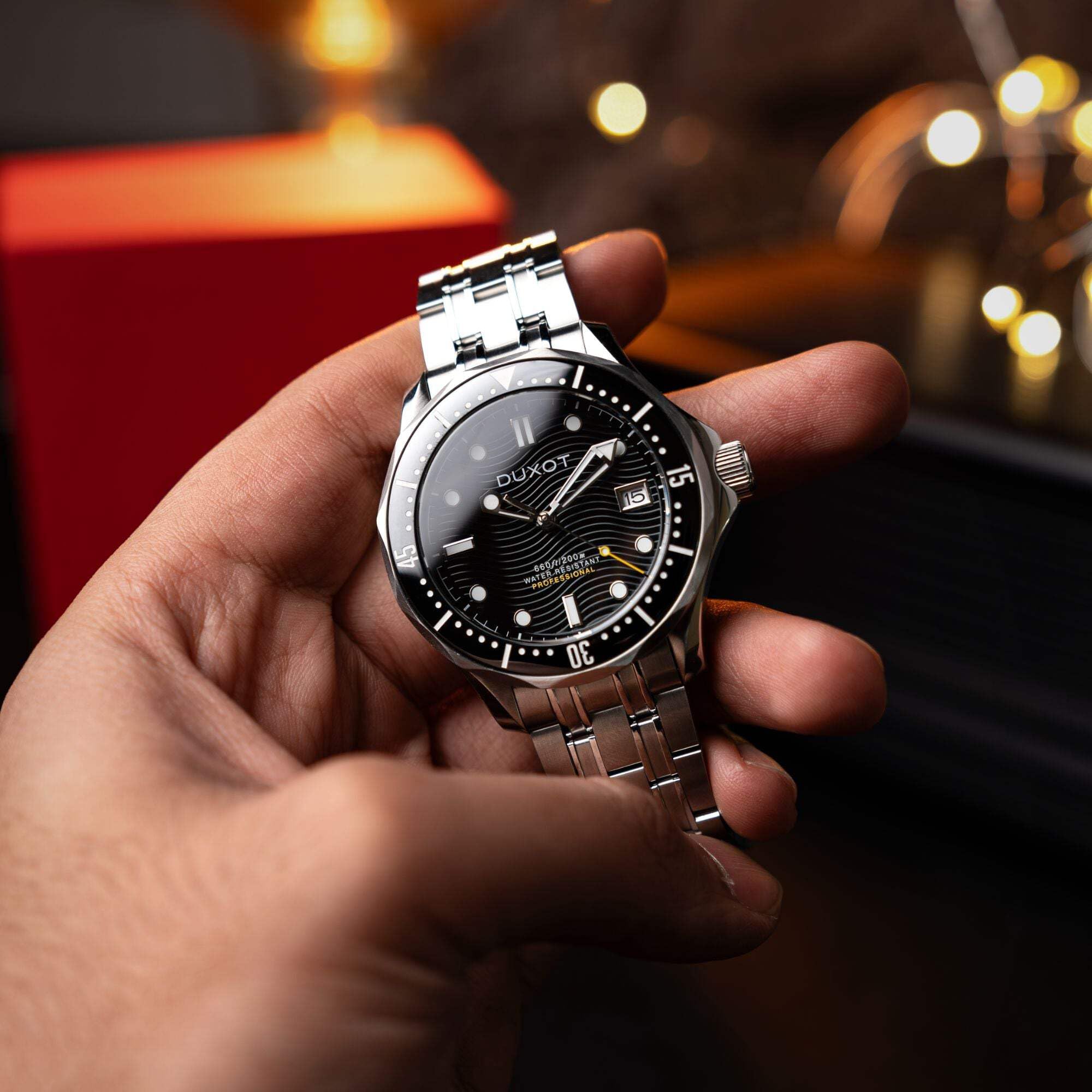 DUXOT Henri Diver orologio automatico da uomo 41 mm con cinturino in acciaio inossidabile massiccio DX-2060
