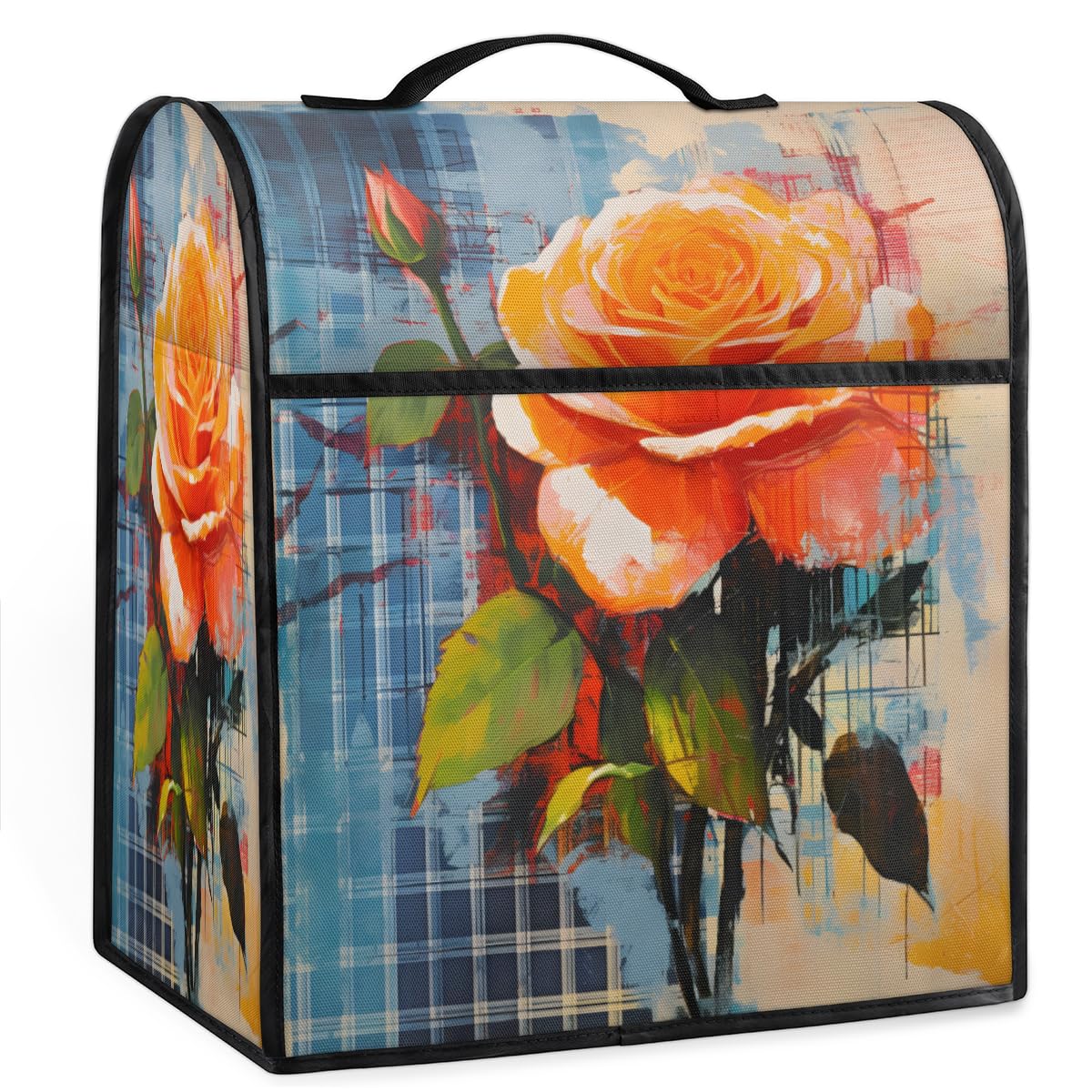 Coffee Maker Cover Abstract Rose Kitchen Appliance Covers Small Appliance Covers Blender Cover Juicer Cover Dust Covers for Kitchen Appliances with Top Handle and Pockets,Washable,C527