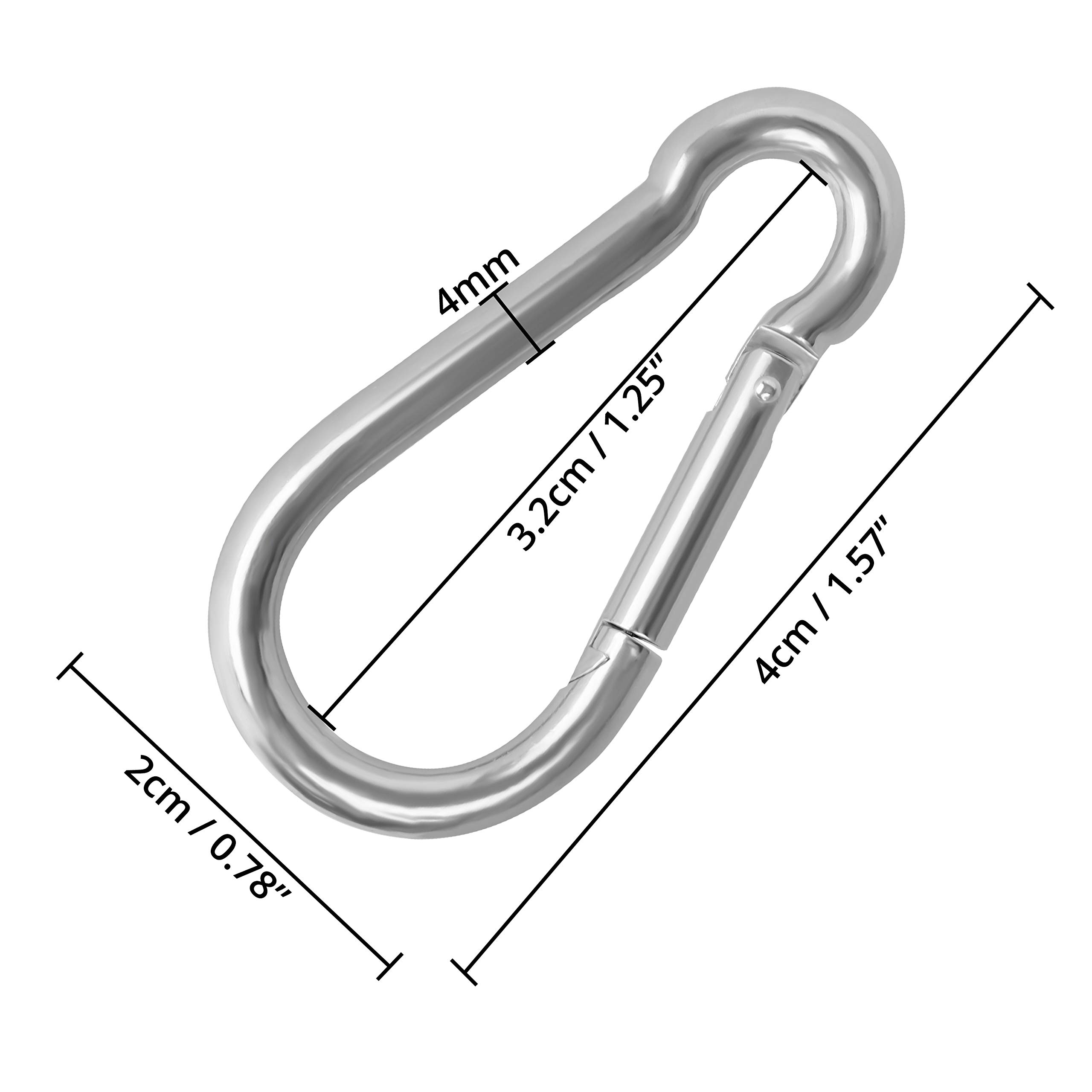 Belle Vous Mosquetones Acero Inoxidable M4 con Muelle (Pack de 15) Mosquetón Multifunción 4cm Duraderos Interior/Exterior Mosquetones para Llaveros, Acampadas, Pesca - Complementos Senderismo