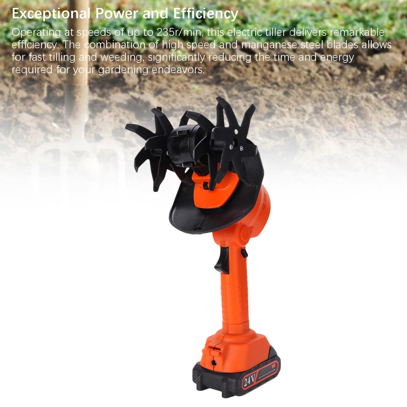 Motozappa Elettrica, Coltivatore da Giardino a Batteria con 2 Batterie Rimovibili Al Litio da 1500 MAh e Lame in Acciaio Al Manganese, per la Coltivazione del Terreno (Spina europea)