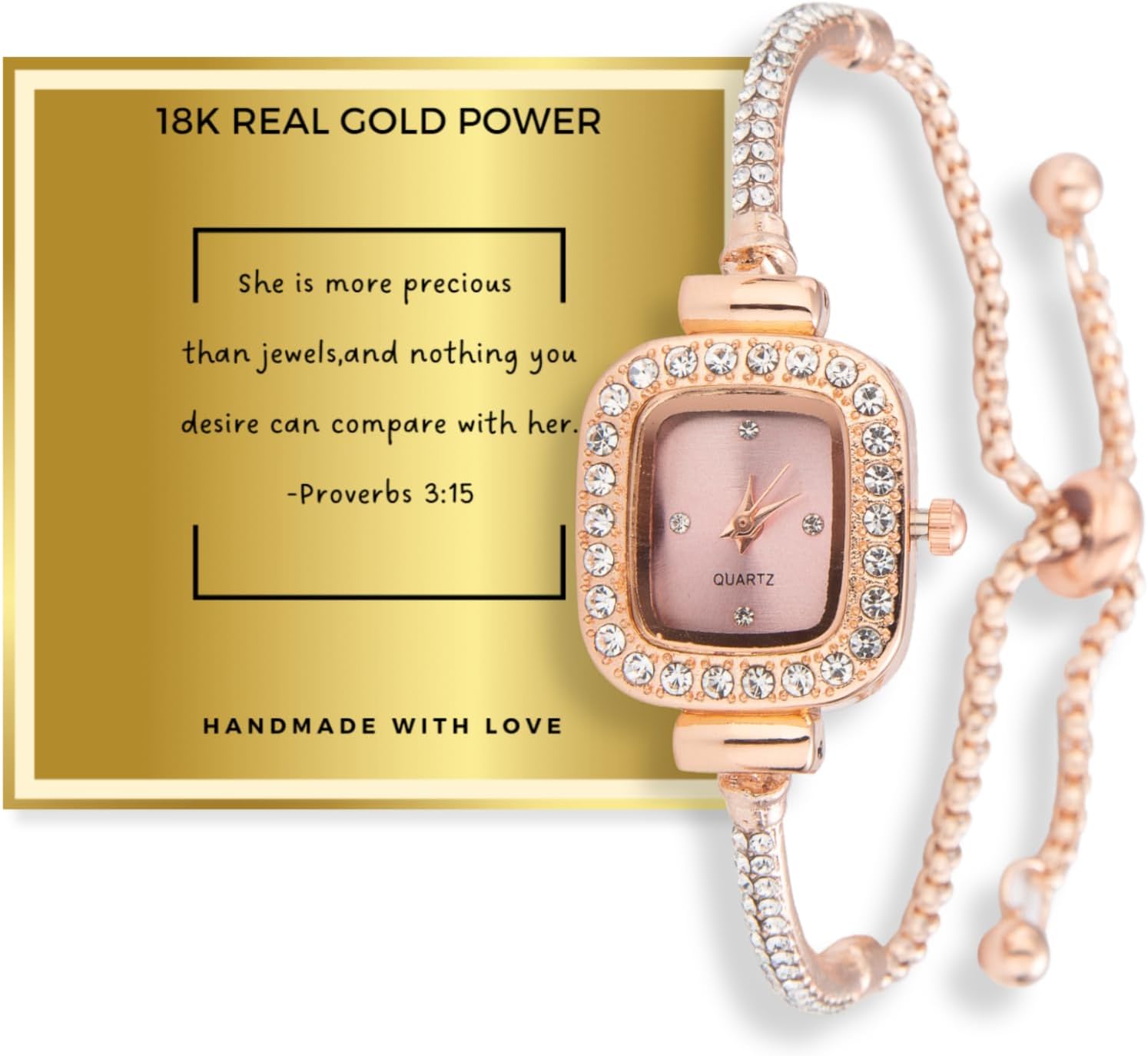 genkigold Bracelet Watch for Kid Boys Girls - 18k Real Gold/Platinum Plated with Handset Sparkling Lab Diamonds Crystal,Size Adjustable,Fashion Multicolor Dial Wristwatch,Birthday Christmas Gifts