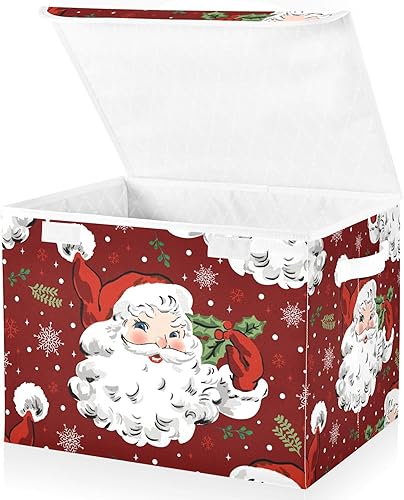 Miniatura 2 de xigua Contenedores de almacenamiento de Papá Noel de Navidad con tapas y asa de transporte, cajas de almacenamiento plegables, contenedores