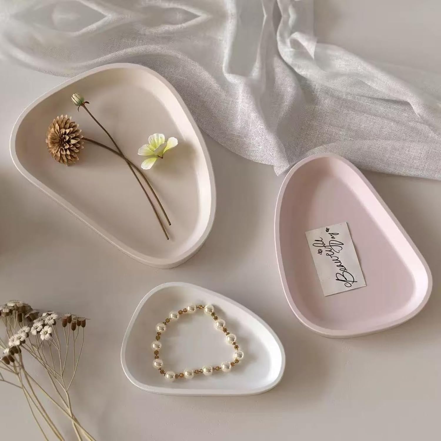 3PCS Silicone Resin Tray Molds,Triangular Silicone Mold Concrete Trinket Plate Dish Epoxy Resins Mould for Jewelry Storage Candle Holder Art Craft Home Decor (A)