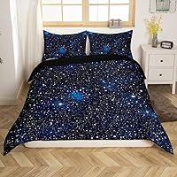Vista 3 de Erosebridal Funda de edredón de cielo estrellado, juego de ropa de cama de galaxia, funda de edredón con temática de astronomía de cielo degradado