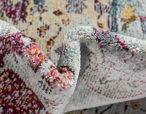 Miniatura 7 de Unique Loom Baracoa Collection - Alfombra de área Rumba (2 pies 7 pulgadas x 10 pies, color azul claro/crema)