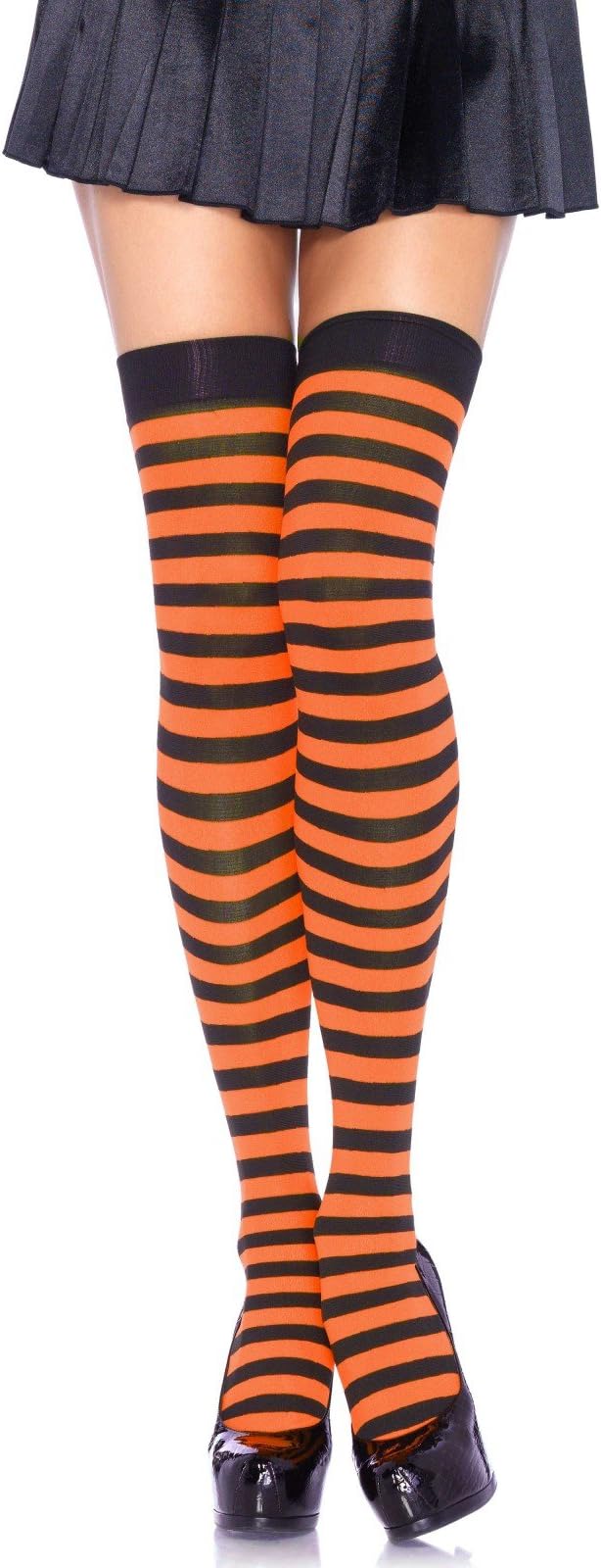 orange and pink striped tights