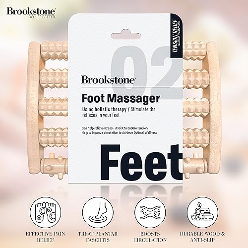 Miniatura 2 de Brookstone Masajeador de pies para aliviar la tensión, herramienta de masaje de pies de madera, estimula los reflejos de los pies, alivia el estrés