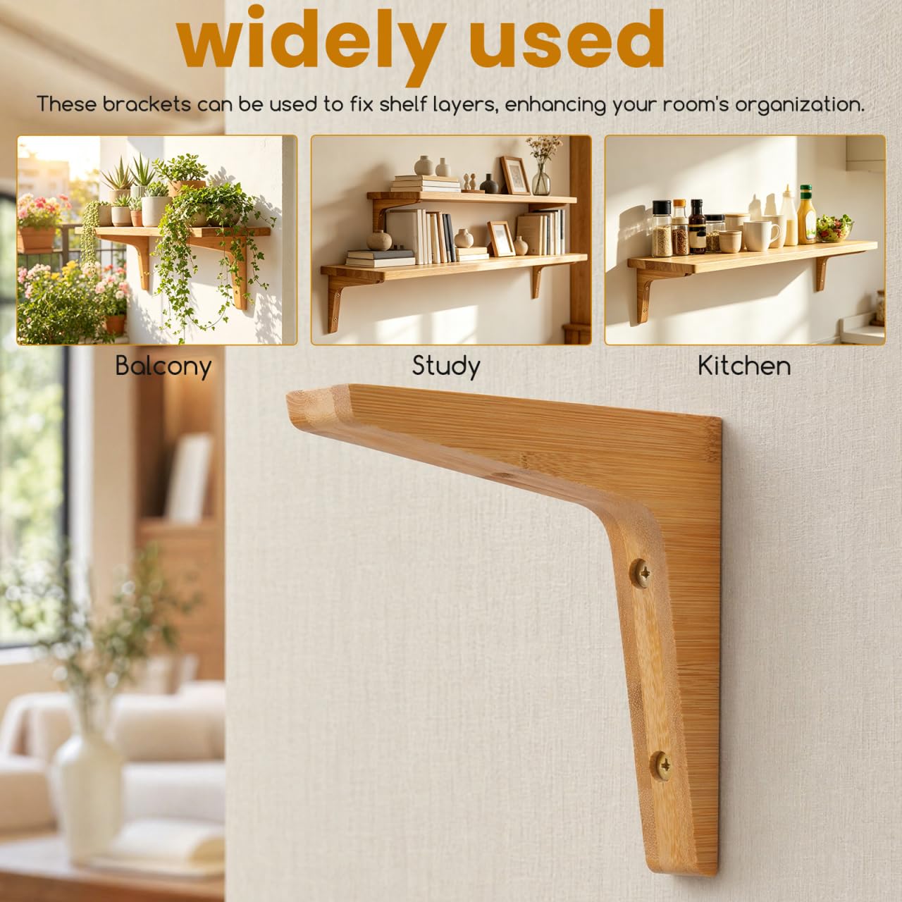 Toddmomy 2 piezas Soportes de Estantes de Madera Maciza Escuadras Triangulares Resistentes para Pared Soporte para Baldas Pesadas Adecuados para Estantes Flotantes y Racks de Flores
