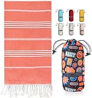 Vista 38 de BAY LAUREL Turkish Beach Towel with Travel Bag 39 x 71 Quick Dry Sand Free Lightweight Large Oversized Towels Light - (Aqua with Blue Floral Bag)