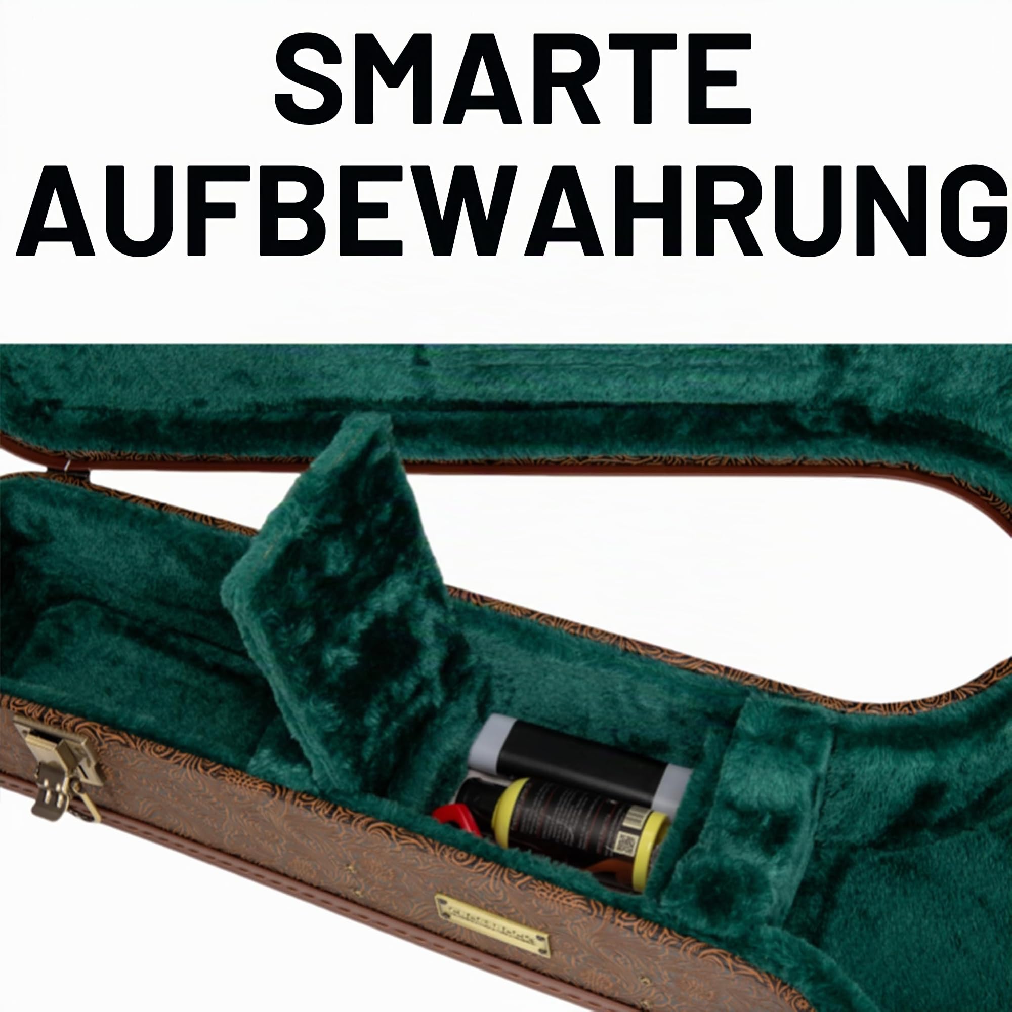 Crossrock Designer Series - Holzetui für OM/000-14 Fret Akustikgitarre - Sicherheitsschloss, Metallfüße, Stauraum- Blütenbraun(CRW530OMBQ)