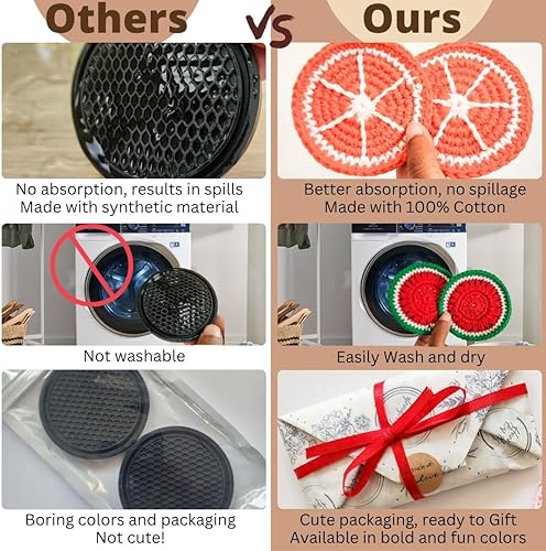 Miniatura 6 de Juego de posavasos de algodón con diseño de frutas (Kiwi Kiss)