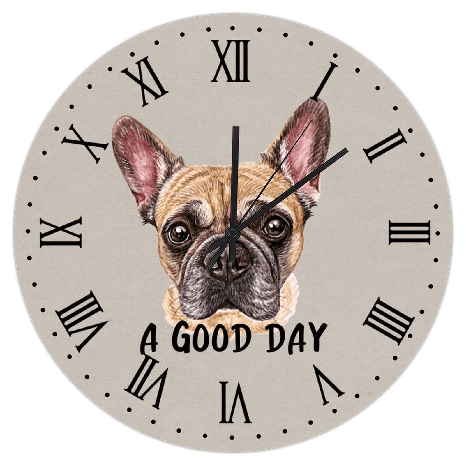 Horloge murale bouledogue français bois pour une ambiance chambre cosy