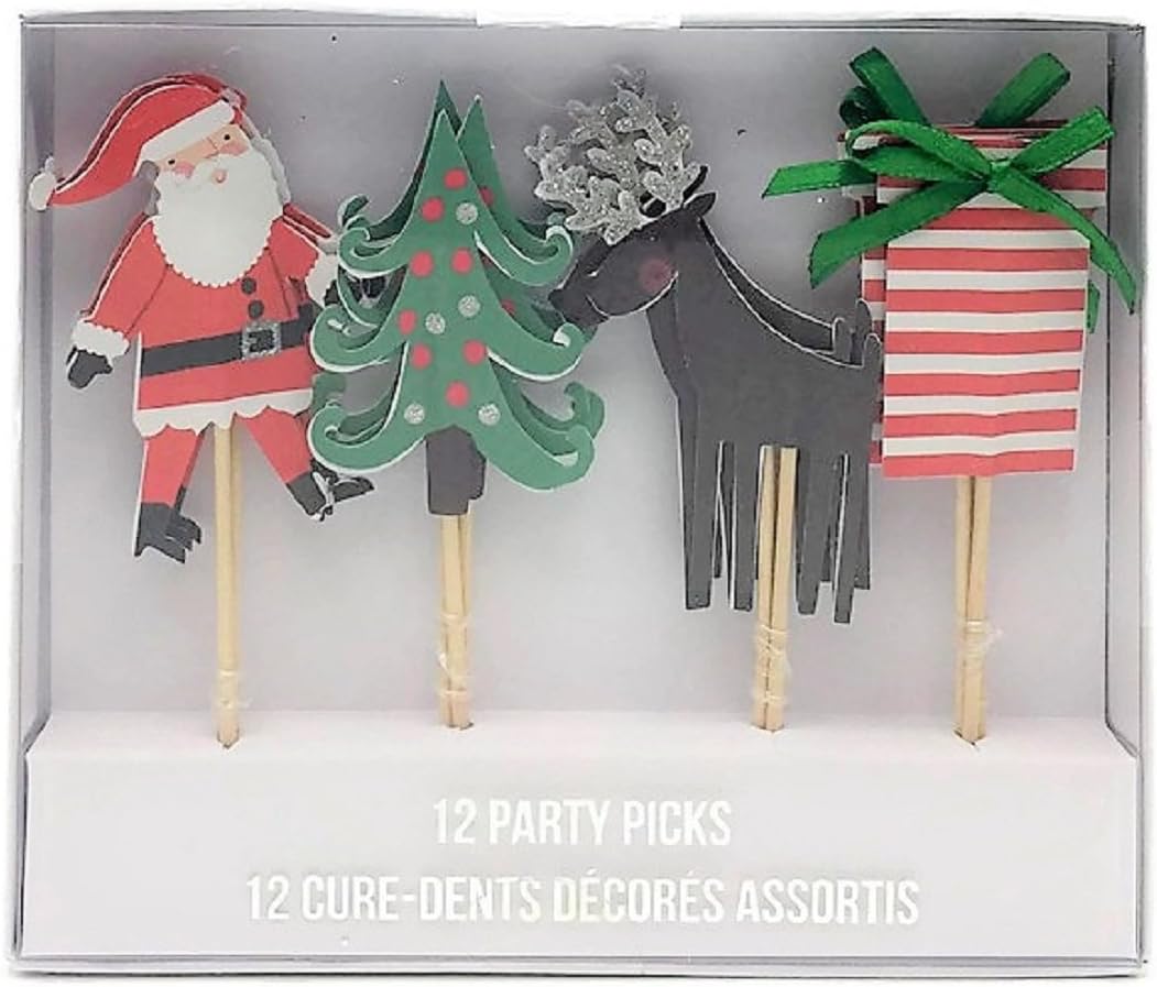 Meri Meri Santa, Reindeer, Christmas Tree, and Present Cupcake Topper and Party Picks Meri Meri Santa, Reindeer, Christmas Tree, and Present Cupcake Topper and Party Picks