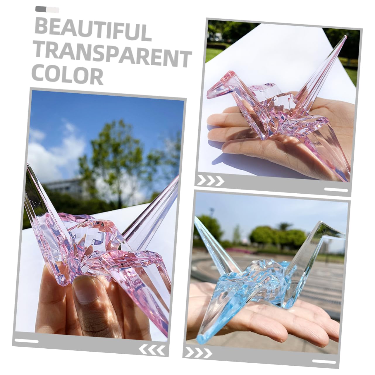 Amazon.co.jp: CANIGHT 3個千羽鶴飾り アクリル製 立体折り鶴